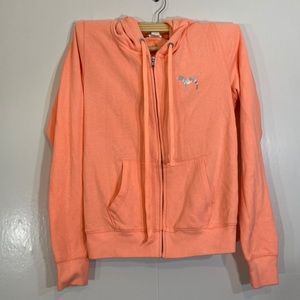 PINK Victoria's Secret Orange Love Spellout Hoodie